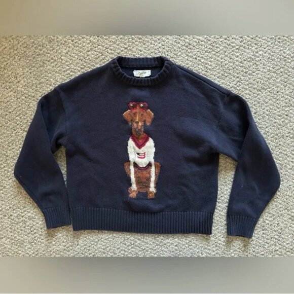 Anthropologie Porridge Jolene Pullover Blue Sweater Americana Dog size XS - Picture 6 of 9